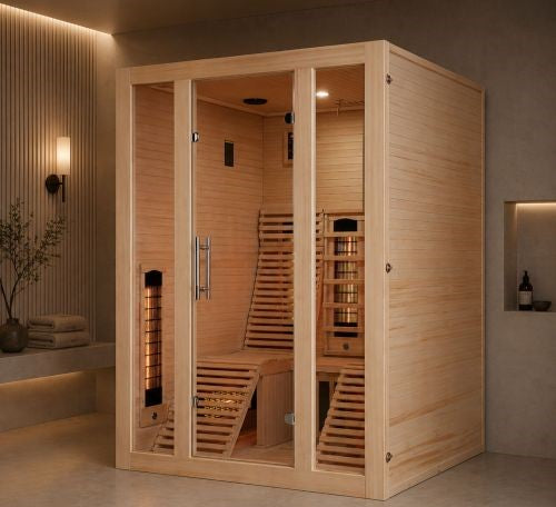 Sauna a Infrarossi Bivita NEW OSLO 2 Posti 150x150x200 cm con Bluetooth e Cromoterapia