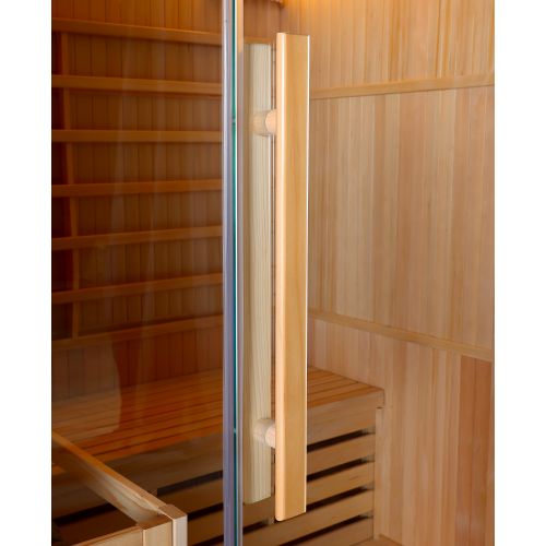 Sauna Finlandese Bivita RIGA J60120 3 Posti 150x120x190 cm in Hemlock con Vetro di Sicurezza