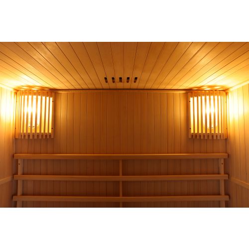 Sauna Finlandese Bivita RIGA J60120 3 Posti 150x120x190 cm in Hemlock con Vetro di Sicurezza