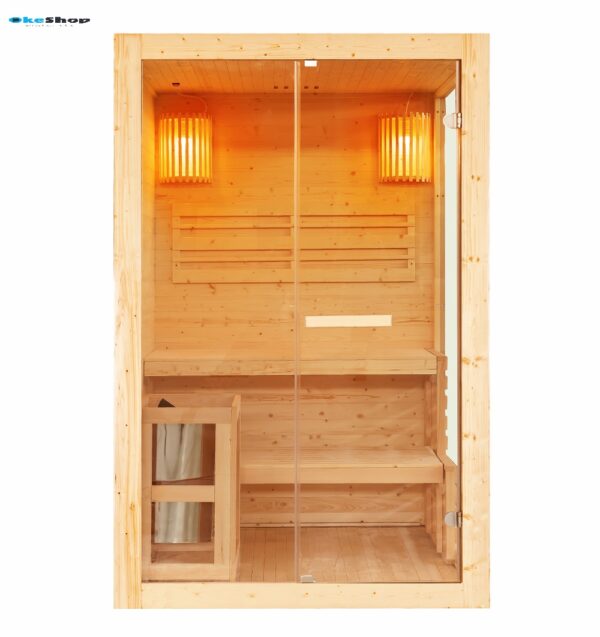 Sauna Finlandese Bivita Panorama Natural 2 Persone 130x120x200 cm con Forno 3,5 kW