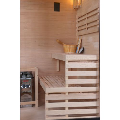 Sauna Finlandese Bivita Panorama Natural 2 Persone 130x120x200 cm con Forno 3,5 kW