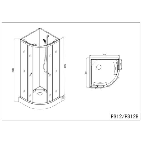 Cabina Box Doccia Bivita Ocean2 90x90x203 cm Circolare con Piatto Antiscivolo Incluso