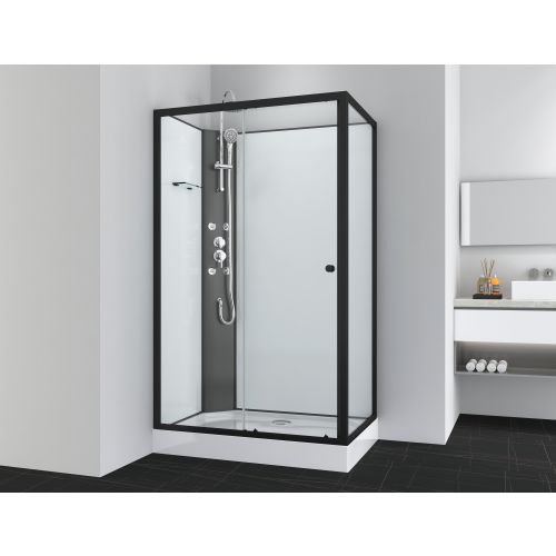 Cabina Doccia Viva Black 80x120x225 cm con Idromassaggio – Design Minimal e Profili Neri