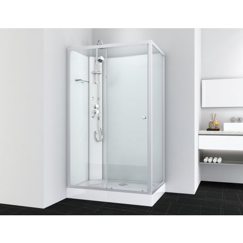 Cabina Doccia Idromassaggio Bivita Viva 80x120x225 cm con Profili Cromo e Piatto Antiscivolo