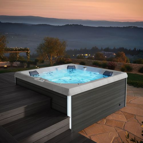 Minipiscina Idromassaggio da Esterno Bivita Divina SPA32 210x210x90 cm con 51 Getti e Cascata