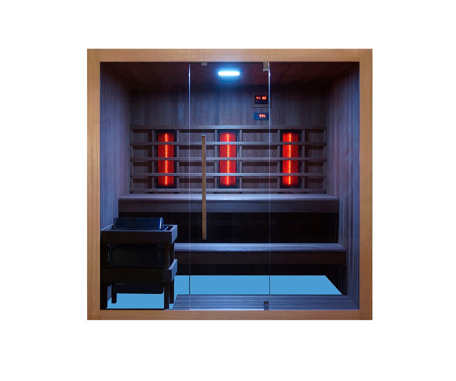 Sauna Bivita Kotka F70150 Doppia Funzione Finlandese e Infrarossi per 4-5 Persone con Forno 6 kW