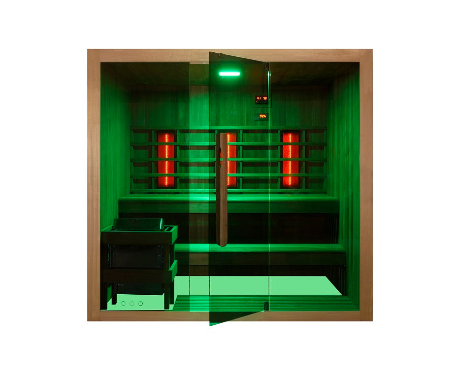 Sauna Bivita Kotka F70150 Doppia Funzione Finlandese e Infrarossi per 4-5 Persone con Forno 6 kW