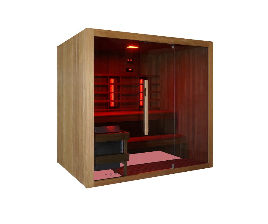 Sauna Bivita Kotka F70150 Doppia Funzione Finlandese e Infrarossi per 4-5 Persone con Forno 6 kW