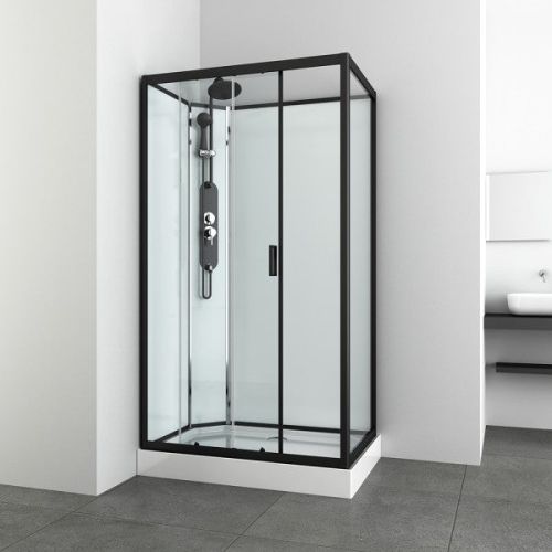 Cabina Doccia Idromassaggio Bivita Epic3 CL52 80x120x225 cm Rettangolare con Profili Neri e Quick Line