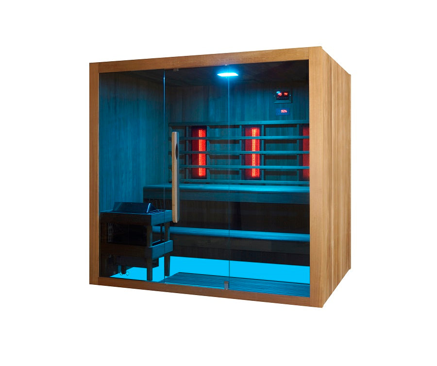 Sauna Bivita Kotka F70150 Doppia Funzione Finlandese e Infrarossi per 4-5 Persone con Forno 6 kW