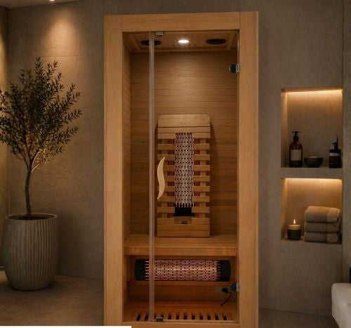 Sauna a Infrarossi Bivita MALMO 1 1 Posto 90x90x190 cm con Cromoterapia e Bluetooth